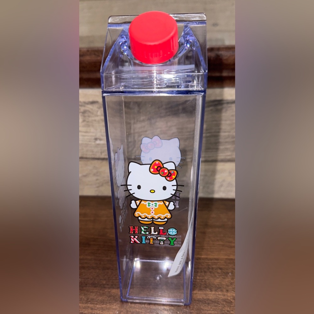 Cute 🥰 Hello Kitty  Christmas Gingerbread Dress Square Plastic Milk Carton - NEW